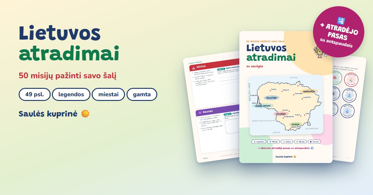 Knyga „Lietuvos atradimai su saulyte“ ir Lietuvos atradėjo pasas su antspaudais