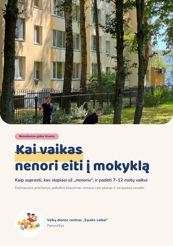 „Kai vaikas nenori eiti į mokyklą“ viršelis
