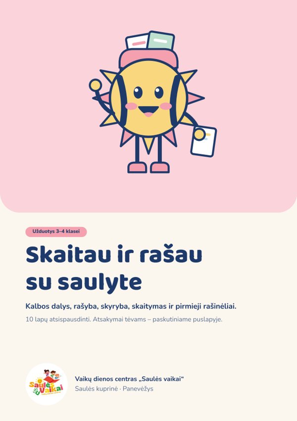 „Skaitau ir rašau su saulyte“ viršelis